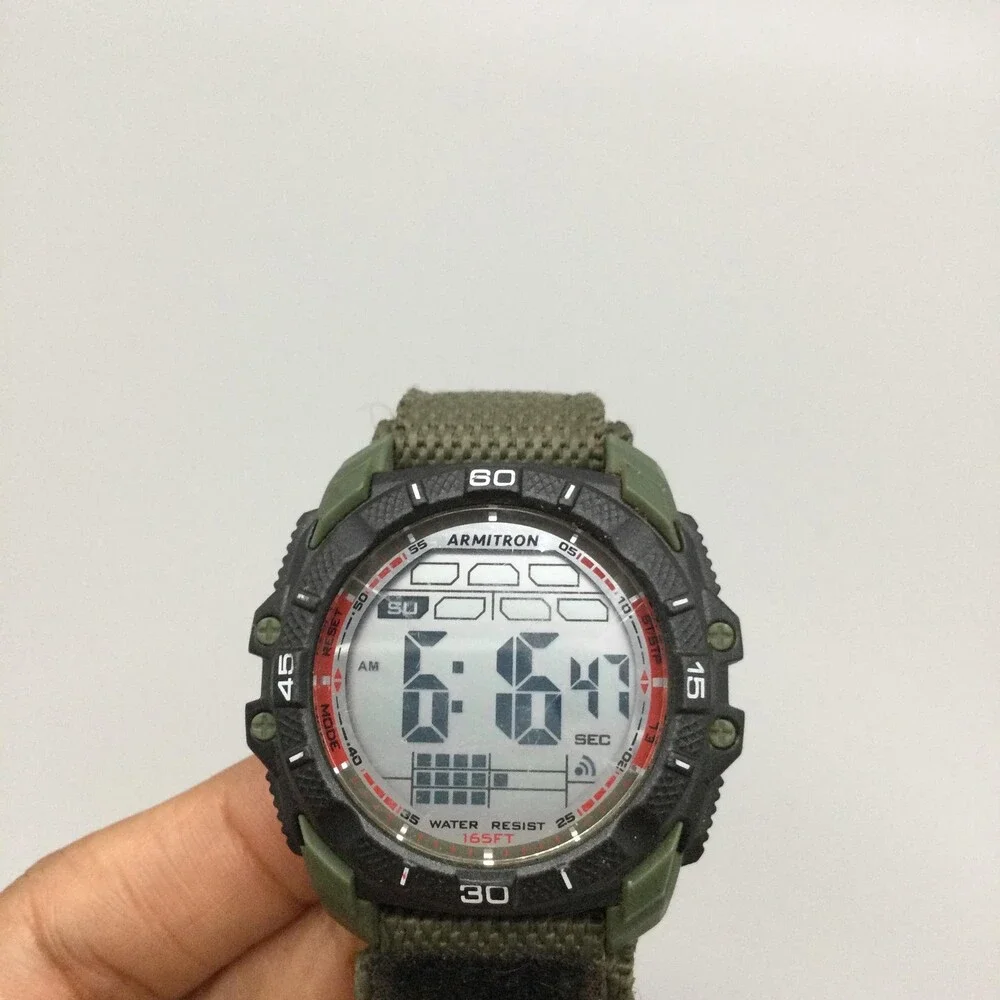 Armitron Pro Sport Mens Watch 44mm Digital Green Nylon Backlight 50m WR Alarm